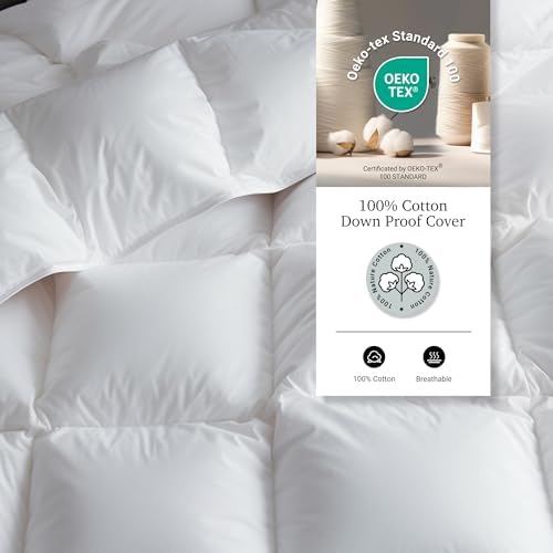 Hotel Grand Oversized Queen Size White Goose Feather Down Fiber Comforter