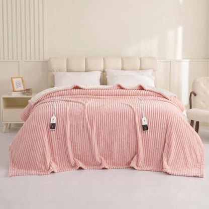 Reaks Heated Blanket Queen, 9 Heat Levels, 2-10H Auto-Off, 84"x90", Pink