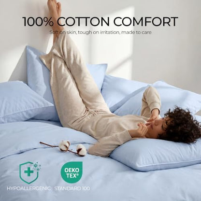 FAUNNA 100% Cotton Duvet Cover Dust Mite Bed Bug Comforter Protector, Queen