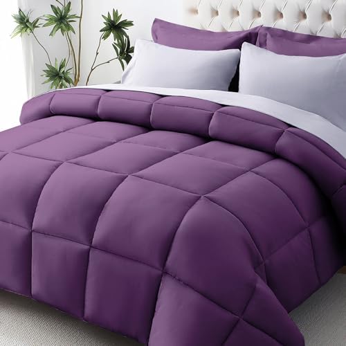 JOLLYVOGUE Twin XL Comforter Set, Ultra-Soft Bed in a Bag Twin XL Size 5 Pieces, Oeko-TEX Certified Bedding Set with Down Alternative Comforter, Sheets, Pillowcases & Shams, Purple & Lavender