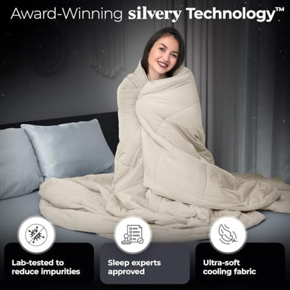 Silvery Cooling Comforter – Award-Winning Self-Cooling Blanket for Hot Sleepers with Self-Cleaning NEW, (Soft Ivory, Cali, King)