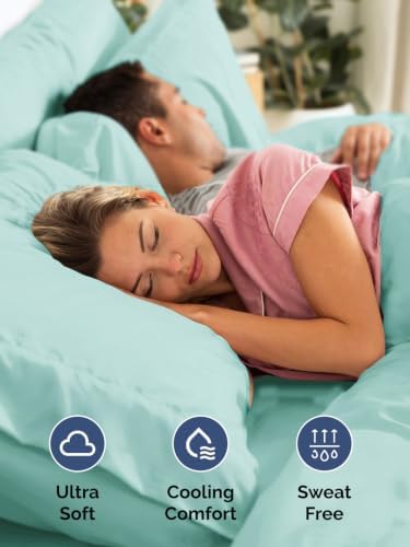 Extra Deep Pocket Split King Sheet Set - Breathable & Cooling - Spa Blue