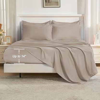 Andency King Comforter Set, 7 Pieces Khaki Bedding