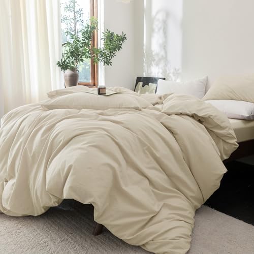 FOSSA Duvet Cover Set 100% Washed Cotton Linen Feel Oversized King Plus