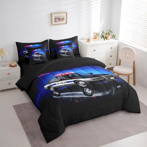 Feelyou Kids Police Car Comforter Set with Sheets 7 Piece Twin Size