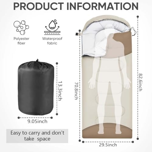 OBTANIM Sleeping Bags Portable Waterproof Camping Sleeping Bag for Adults Kids 4 Seasons Cold Weather or Warm Backpacking Hiking Travel Indoor Outdoor Use