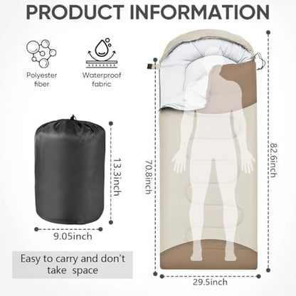 OBTANIM Sleeping Bags Portable Waterproof Camping Sleeping Bag for Adults Kids 4 Seasons Cold Weather or Warm Backpacking Hiking Travel Indoor Outdoor Use