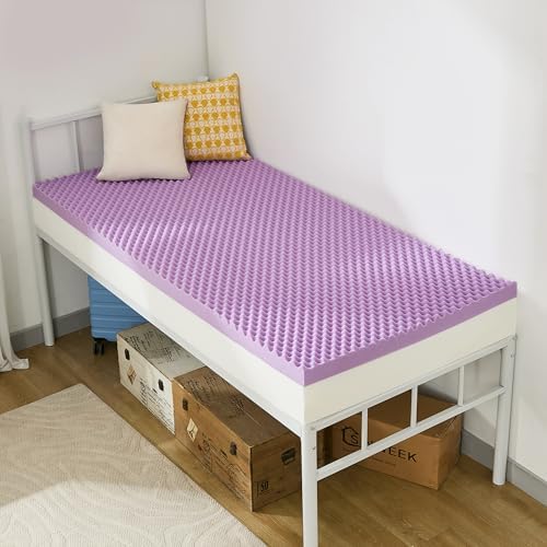 SINWEEK 3.8 Inch Egg Crate Memory Foam Mattress Topper Twin XL, Twin Extra Long Mattress Pads for College Dorm Room, Pressure Relieve CertiPUR-US Certified, 39x80 Inches