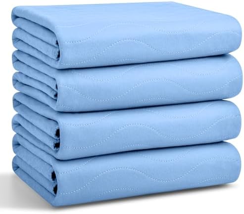 Washable Underpads, 34" x 36",4 Pack, Reusable Bedwetting Incontinence Pads