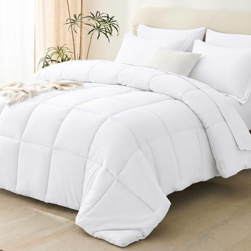CozyLux Oversized Queen Comforter Set, 7-Piece Bed in a Bag, White