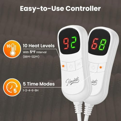 Homemate Electric Heated Heating Blanket Queen Size 84"x90" Dual Control