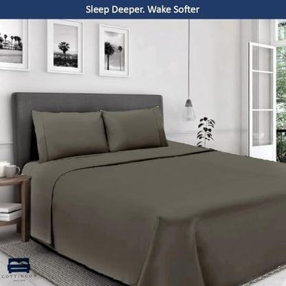 Cottingon 5 PC Split King Sheets Fits 16" Deep, Egyptian Cotton, Dark Grey
