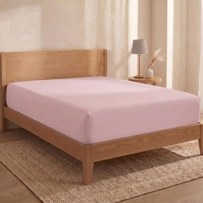 Bioweaves 100% Organic Cotton 1 King Size Fitted Sheet Only | 300 Thread Count Sateen Weave GOTS Certified with Deep Pocket - Blush Pink