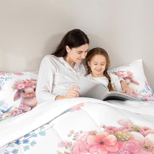 Feelyou Cute Rabbit Comforter Set Twin Size Boys Girls Teens