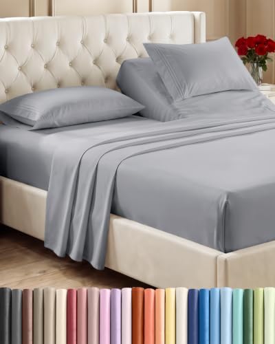 Flex Top Split Head King 4 Piece Sheet Set - Soft & Breathable - Steel Blue