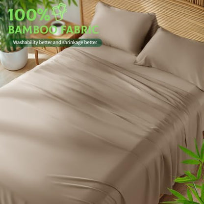 SONORO KATE 100% Viscose Derived from Bamboo_Sheets, Extra Deep Pocket,4PC