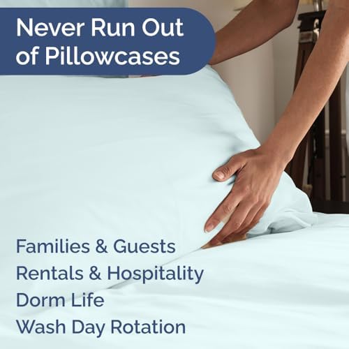 Standard Pillow Cases Set of 6 - Ultra Soft Pillowcase Covers - Ice Blue