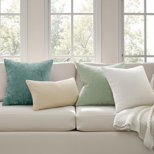 MIULEE Decorative Couch Throw Pillow Covers 18x18 Inch Light Green 2 Pack