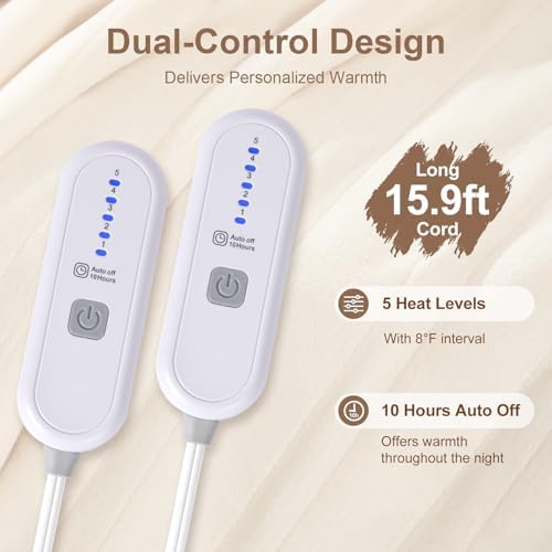 Electric Blanket King Size, Dual Control Heated Blanket for Bed