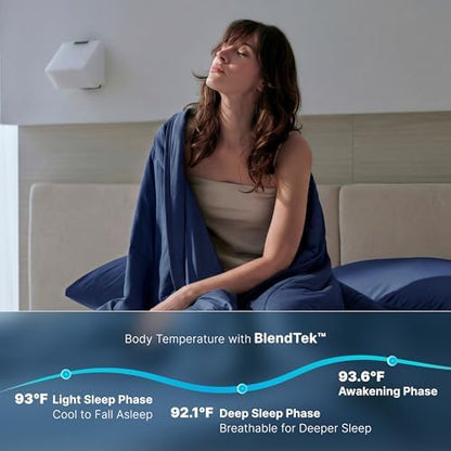 Breescape Cooling Comforter Blanket - BlendTek Q-Max>0.46 Tech, Cooling Blanket for Hot Sleepers & Night Sweats Relief, Breathable Lightweight Summer Bedding, Throw 52x72 Inches, Twilight Blue