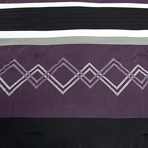 Chezmoi Collection 7-Piece Zigzag Embroidered Comforter Set, Queen Size