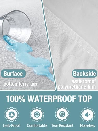 Bedecor Twin XL Split King Waterproof Mattress Protector Fits 9-18" Depth