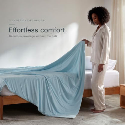 LEAONME® Cooling Comforter Twin XL Blue Blanket for Hot Sleepers 68"x90"