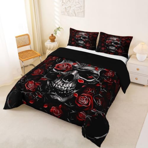 Feelyou Gothic Skull Comforter Set Queen Size Bedding Set