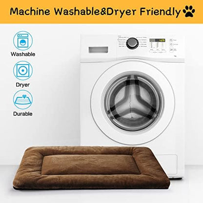 Dog Crate Pad Washable Dog Bed for Crate Large Cozy Mat 48-Inch Brown