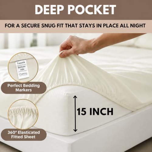 Cotton King Sheet Set, 400 Thread Count Bed Sheets King Size - Linen