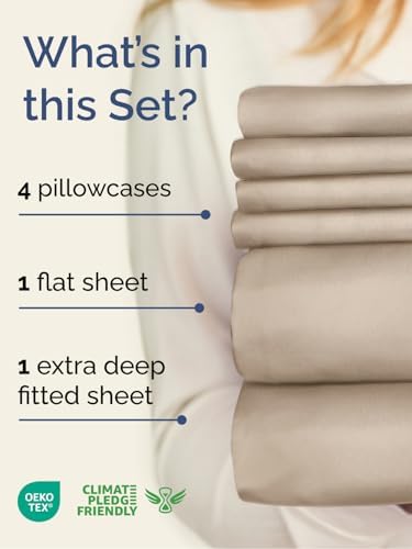 Extra Deep Full Sheet Set - 6 Piece Breathable and Cooling Sheets - Wheat
