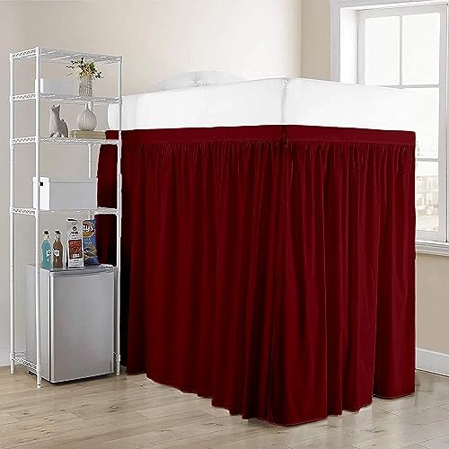 Crown Collection 34 Inch Drop Twin XL Size Dorm Bed Solid Bed Skirt Stylish Ruffled Pattern Split Corner Easy Fit Easy Care Fade & Wrinkle Resistant- Micorfiber