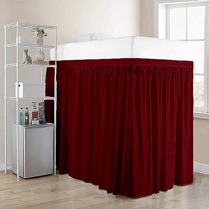Crown Collection 34 Inch Drop Twin XL Size Dorm Bed Solid Bed Skirt Stylish Ruffled Pattern Split Corner Easy Fit Easy Care Fade & Wrinkle Resistant- Micorfiber