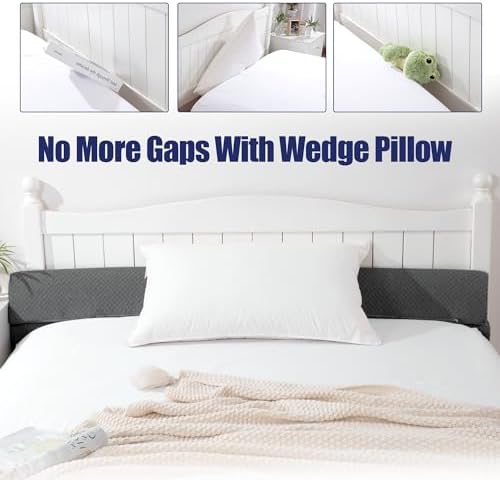 HOMBYS Wedge Pillow Headboard for Bed Gap,Foldable Bed Wedge Gap Filler Queen Size,Matterss Gap Filler,Multi Functional Bed Crack Pillow, Fill The Gap (0-7") Between Your Headboard and Mattress,Grey