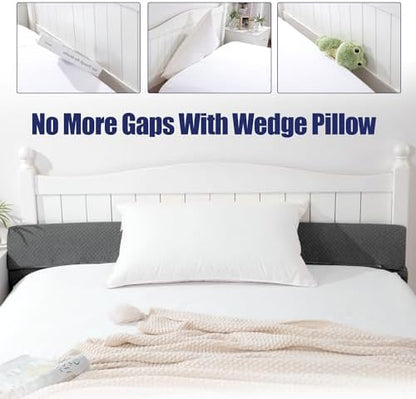 HOMBYS Wedge Pillow Headboard for Bed Gap,Foldable Bed Wedge Gap Filler Full Size,Matterss Gap Filler,Multi Functional Bed Crack Pillow, Fill The Gap (0-7") Between Your Headboard and Mattress,Grey