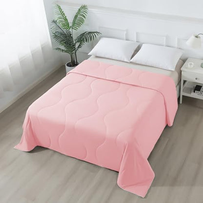 ELNIDO QUEEN Cooling Comforter for Hot Sleepers, Summer Cooling Blanket Twin Size for Night Sweats, Breathable All-Season Lightweight Blanket, (68x90 inch，Pink