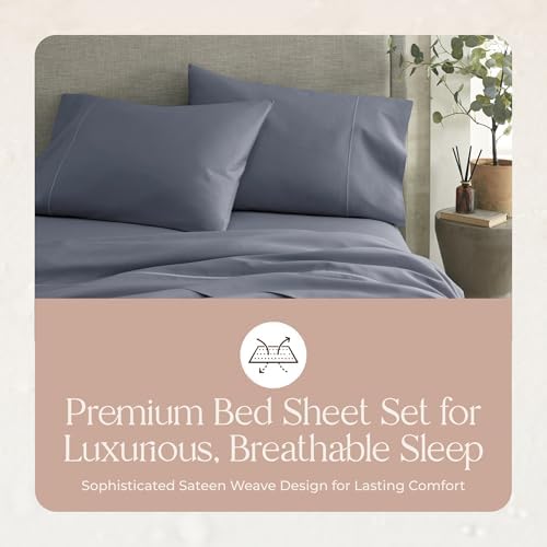 Whisper Organics 100% Organic Cotton Bed Sheets with Deep Pocket 4 Pc. Set
