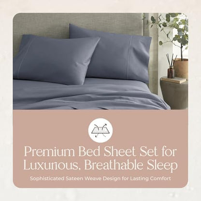 Whisper Organics 100% Organic Cotton Bed Sheets with Deep Pocket 4 Pc. Set