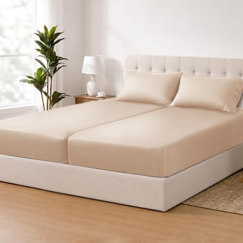 ACCURATEX Cooling Sheets for Hot Sleepers, Split King Size, Sandy