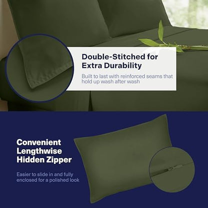 Kickoff Viscose Bamboo Sheets Full Size 4-pc 100% Organic Bamboo Viscose Bed Cooling Sheets Full Size Set Cool Bedding for hot Sleepers Sheet Set - Gift Ready Packaging (Green, F)
