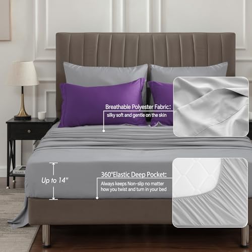 BEDELITE King Comforter Set 7 Pieces, Reversible Purple Bed in A Bag