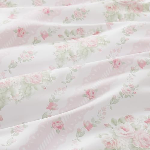 Andency Twin Comforter Set, Pink Bow & Ruffle Bedding, 2 Pieces