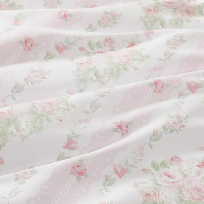 Andency Twin Comforter Set, Pink Bow & Ruffle Bedding, 2 Pieces