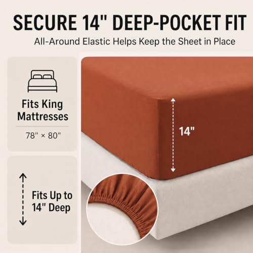 CozyLux King Size Comforter Set Terracotta - 7 Pieces Orange Bed in a Bag