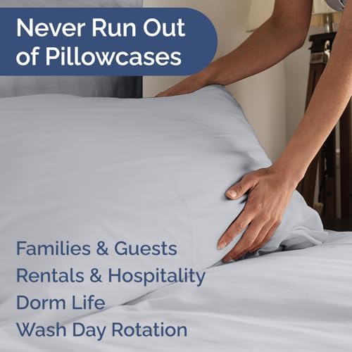 Standard Pillow Cases Set of 6 - Ultra Soft Pillowcase Covers - Steel Blue