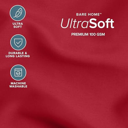 Bare Home Queen Comforter Set - 1800 Ultra Soft (Queen, Red)