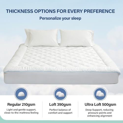 Full Mattress Pad Cotton Quilted Cover 8-22" Deep Pocket, Loft
