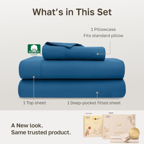 California Design Den 100% Cotton Sateen Twin XL Sheets Set, 3 Pcs