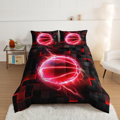 HOSIMA Basketball Comforter Twin,Neon Sports Bedding with 2 Pillowcases.