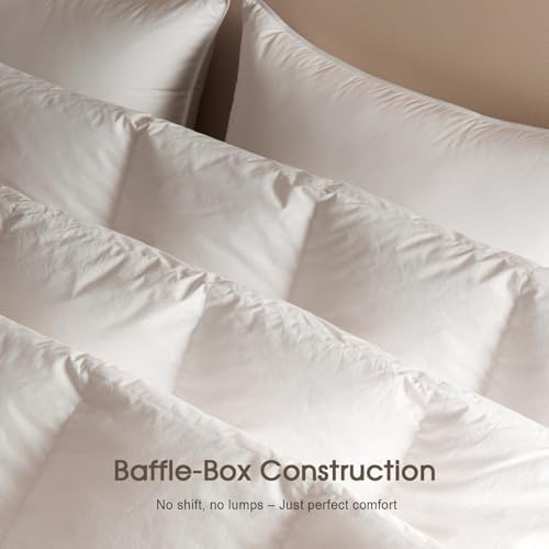 Feather Down Duvet Insert Oversized Queen, 100% Organic Cotton White